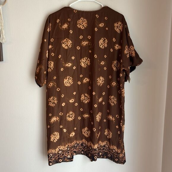 Soft Surroundings Radiant Splendor Topper Kimono Medium Black Brown Kimono Robe - Picture 7 of 8